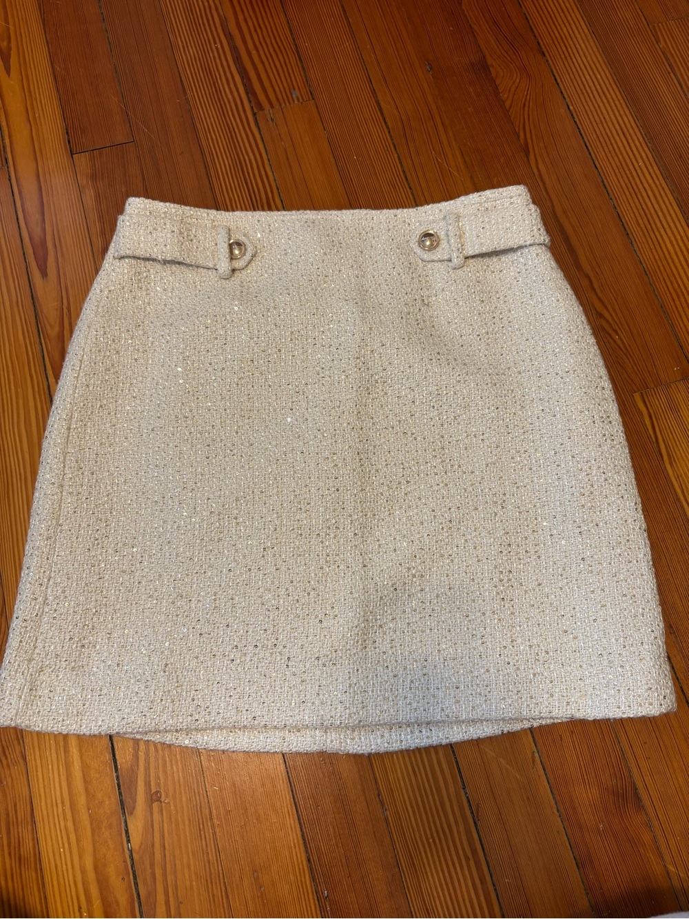 Ann Taylor Ivory Sparkle Tweed with Decorative Buckle Details
